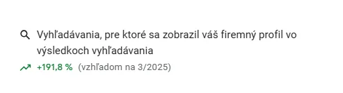 Google štatistika: viditeľnosť vo vyhľadávaní +191,8 % (3/2025)