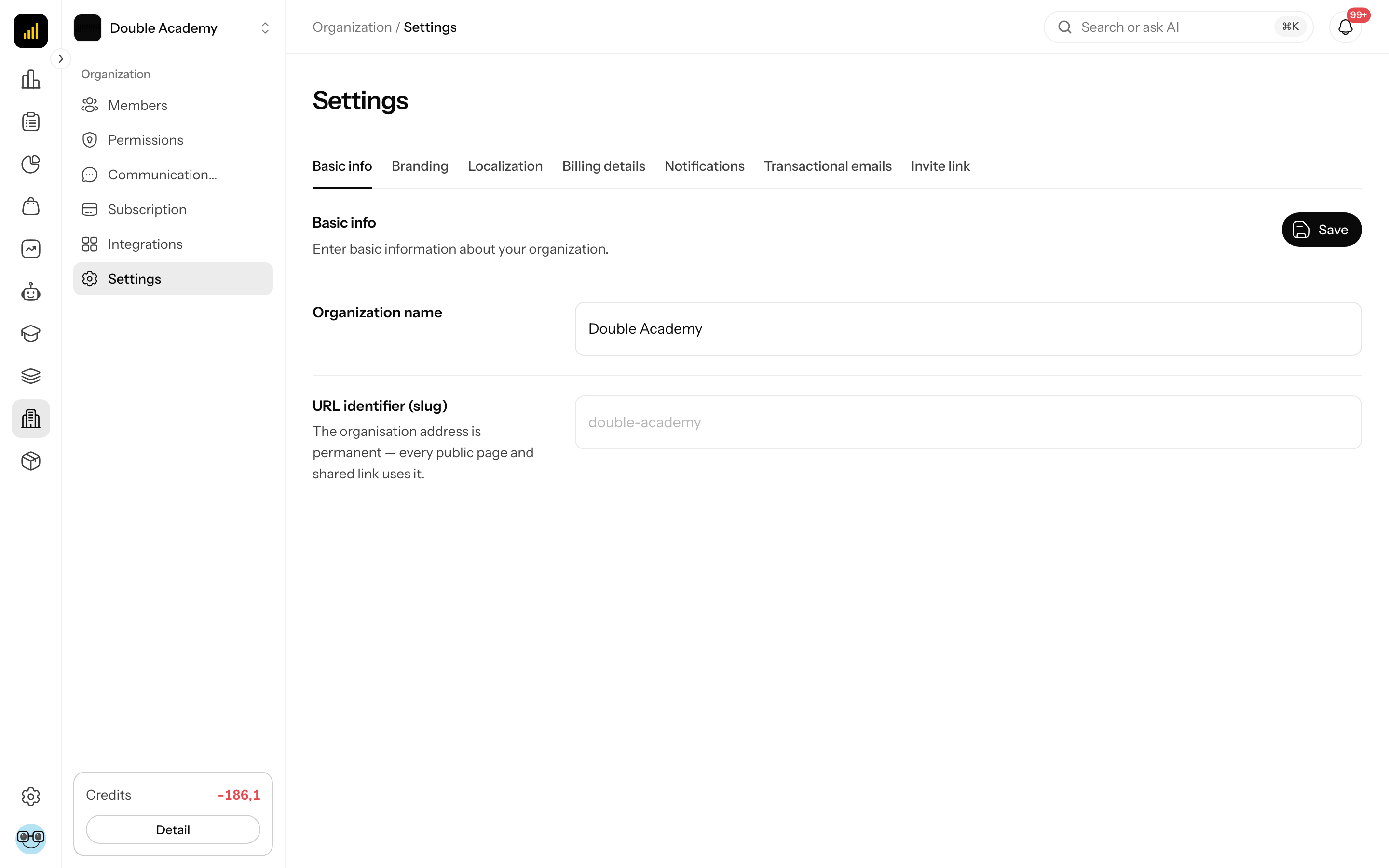 Organization settings