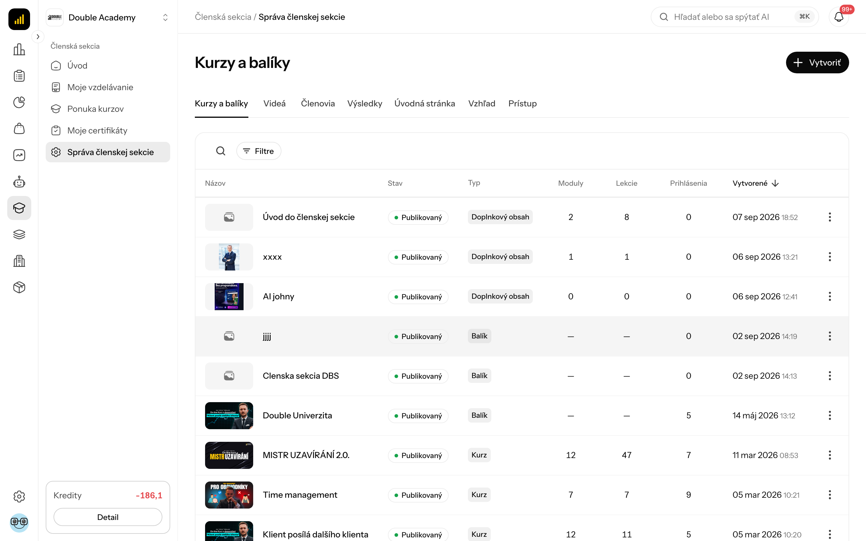 Kurzy a balíky