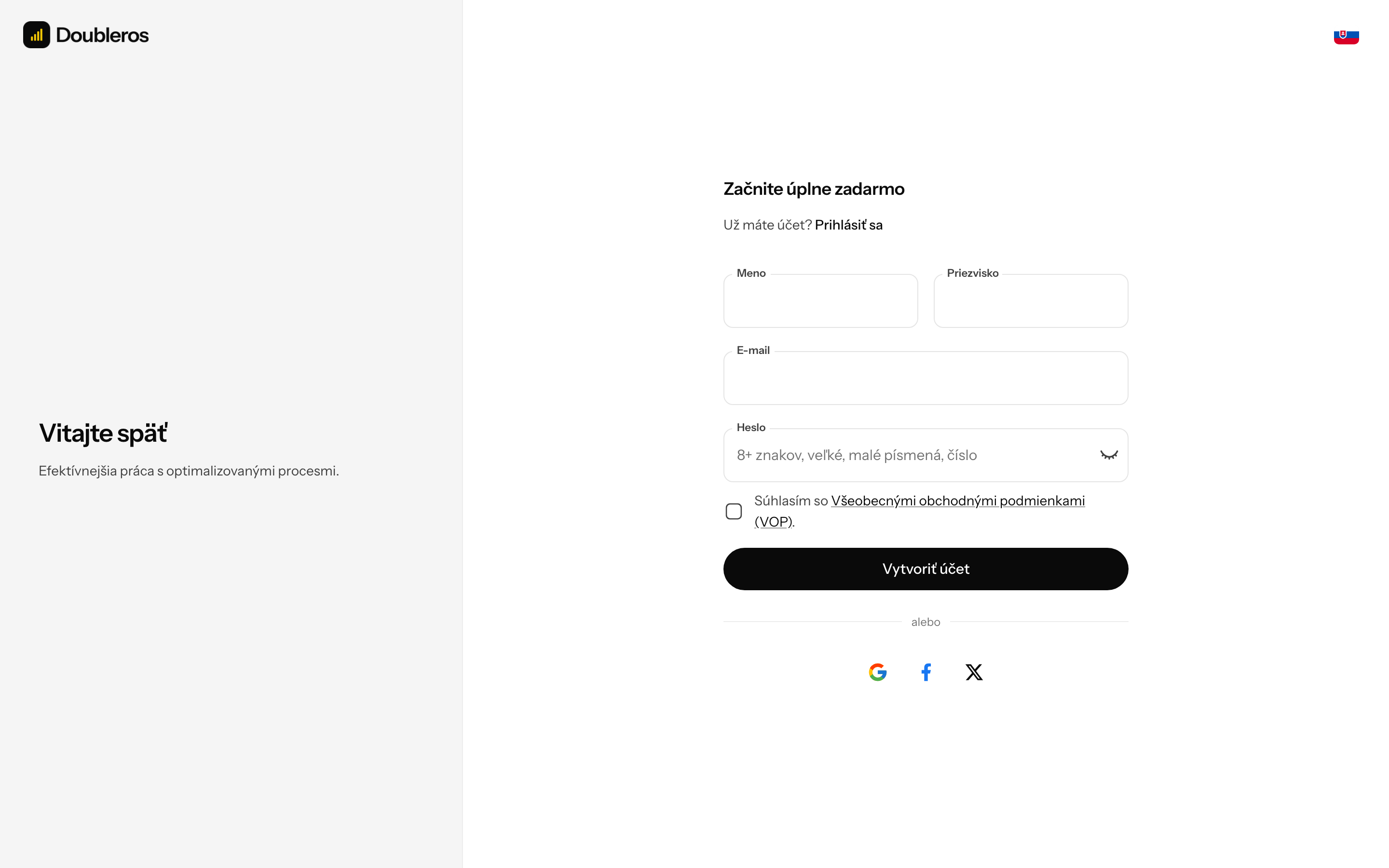 Registrácia a overenie e-mailu